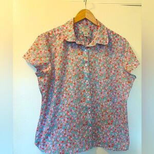LL Bean Short Sleeve Button Up Floral Shirt